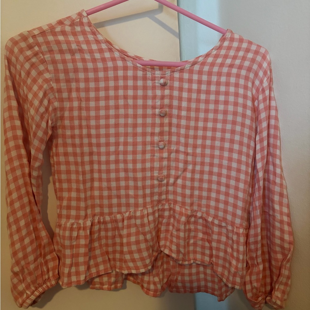 SO Pink and White Checkered Kids Top